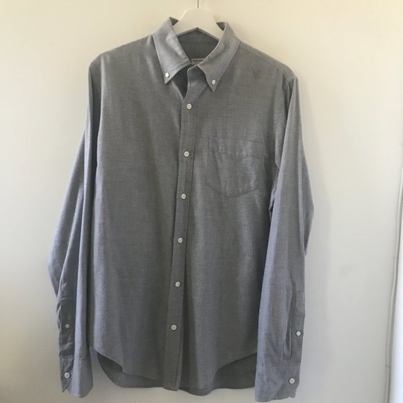 Club Monaco grey melange flannel shirt. - Picture 2 of 8